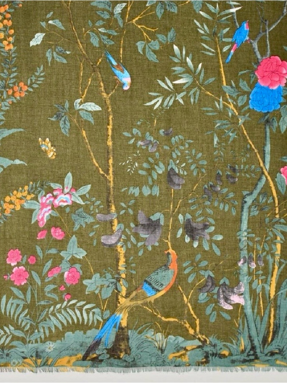 Botanical Bird Print Scarf